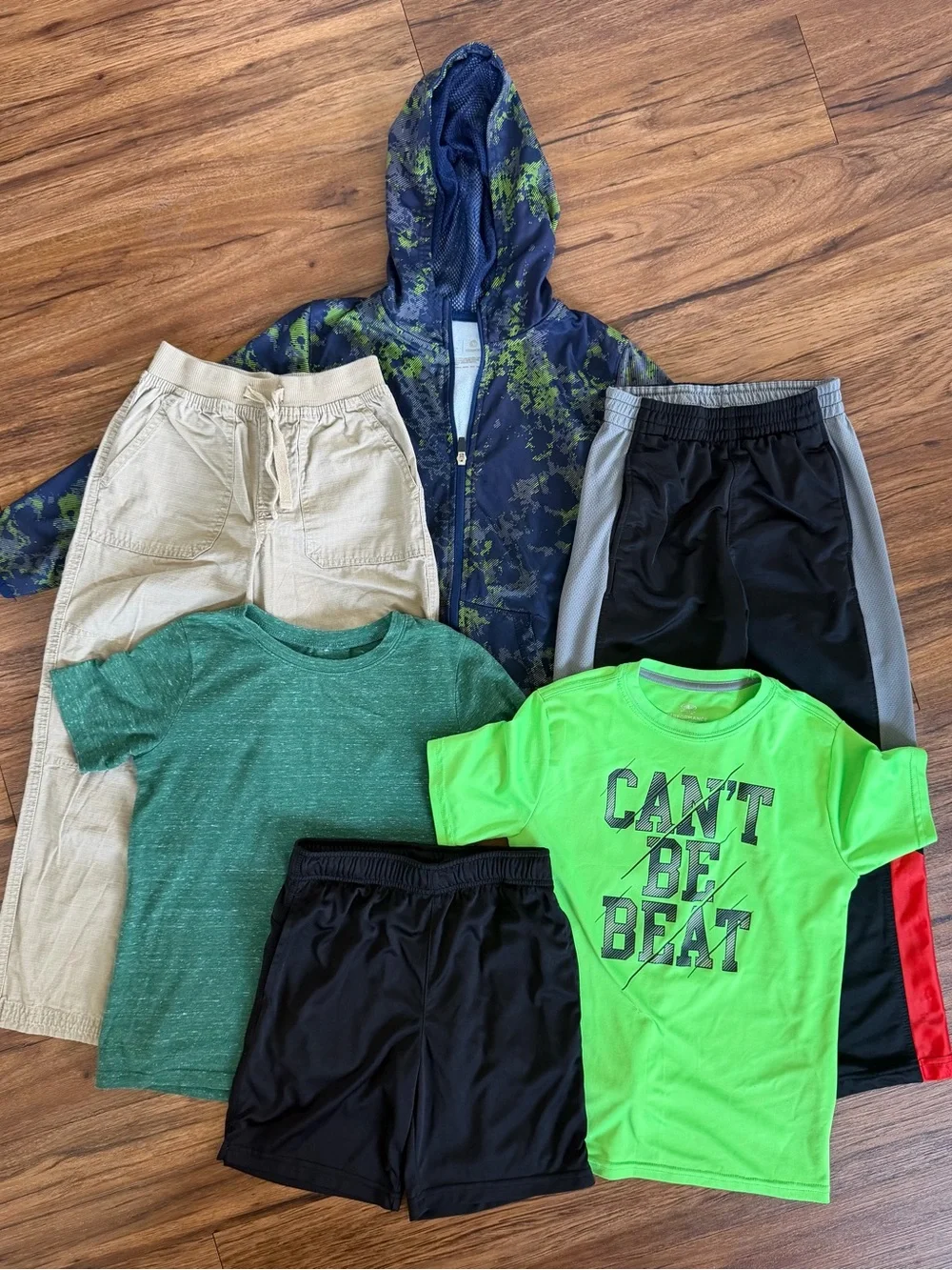 Boys Size 8 Bundle- 2 Pants, 2 Shirts, Shorts, And Jacket- Like New Condition